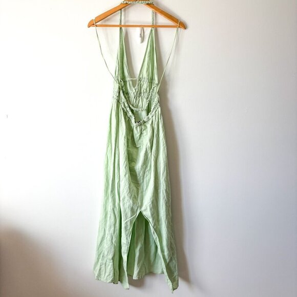 Zara Linen Cotton Halter Midi Dress Blogger Fav Green Size Small - Picture 4 of 6